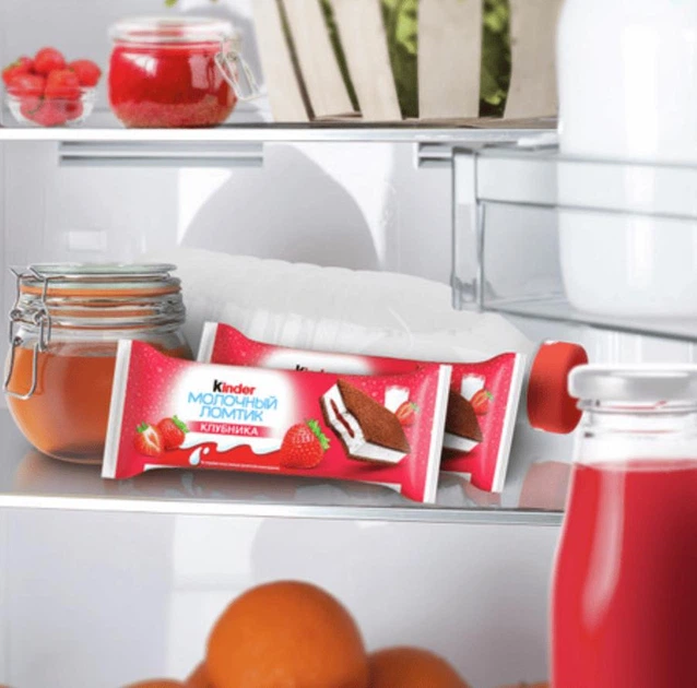 Бісквітні тістечка Kinder Milk Slice Strawberry 5шт x 28г - Фото 4 Бісквітні тістечка Kinder Milk Slice Strawberry 5шт x 28г - зображення 4