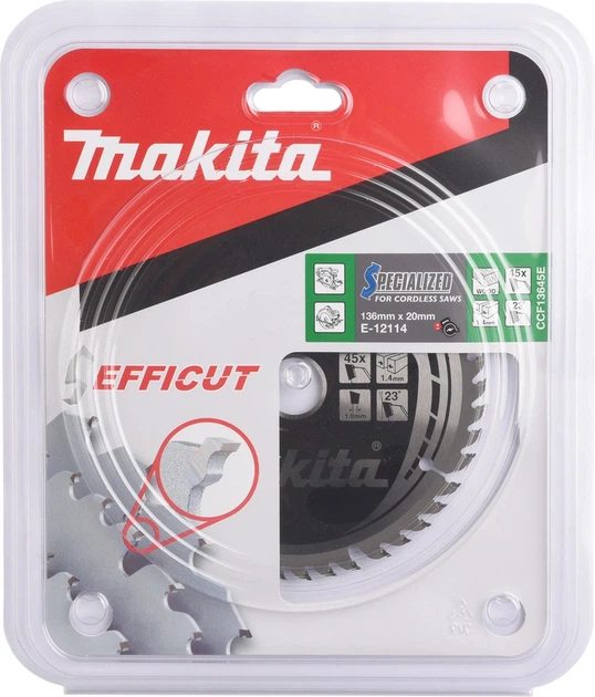 Tarcza tnąca Makita Efficut T.C.T 20 x 136 mm 45Z (E-12114) - obraz 2