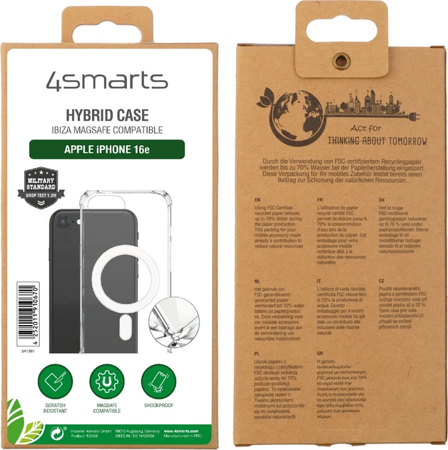 Etui plecki 4smarts Hybrid Case Ibiza Magsafe do Apple iPhone 16e Transparent (4252011910670) - obraz 2