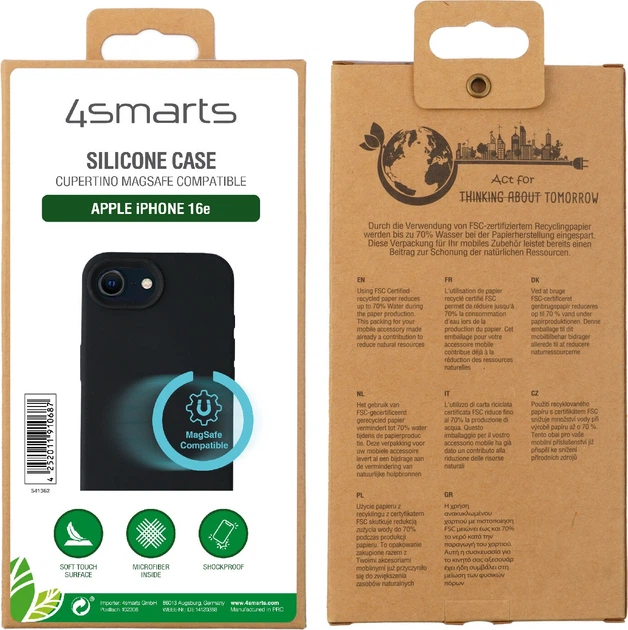 Etui plecki 4smarts Silicone Case Cupertino MagSafe do Apple iPhone 16e Black (4252011910687) - obraz 2