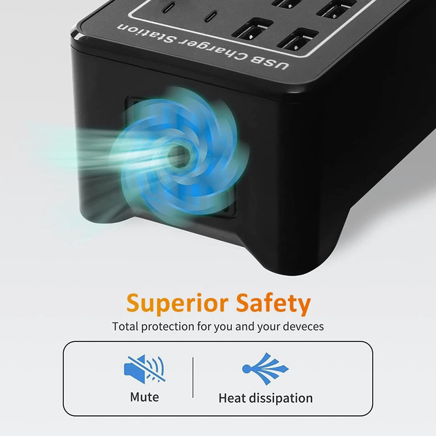 Зарядная станция многопортовая ILEPO на 10 USB портов + 10 Type-C 100 Вт / сетевое мультизарядное устройство (19017) - изображение 4