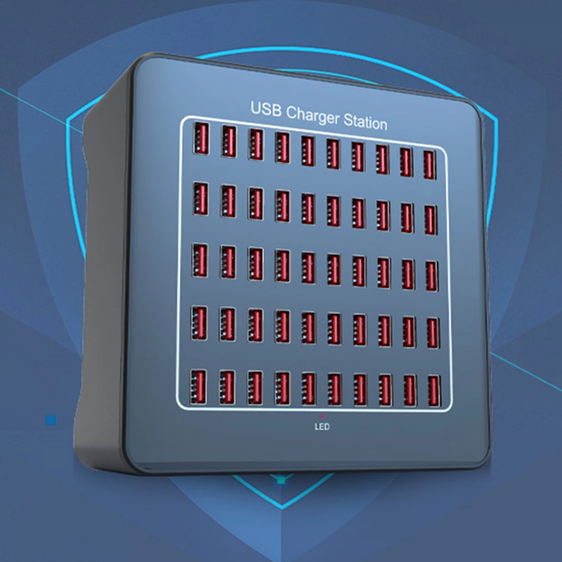 Зарядна станція багатопортова ILEPO на 50 USB портів 250 Вт / мережевий мультизарядний пристрій (19015) - зображення 5