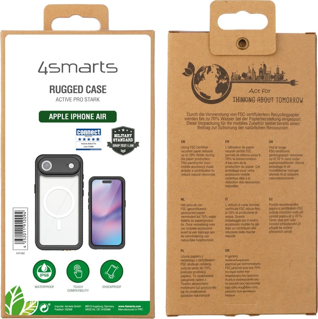 Панель 4smarts Waterproof Case Stark Magsafe для Apple iPhone Air Transparent-Black (4252011912094) - зображення 2
