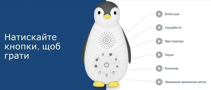 Ночник и музыкальный бокс Zazu Zoe Пингвиненок Розовый (ZA-ZOE-03) - изображение 7