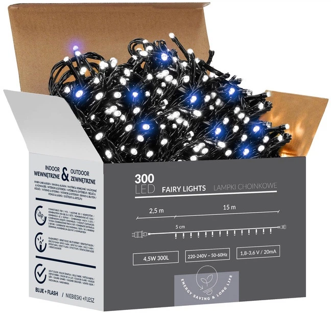 Новорічна гірлянда Springos Flash 300 LED 15 м (5907719464497) - зображення 6