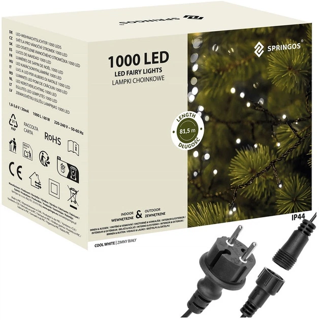 Lampki choinkowe Springos 1000 LED 80 m (5907719422053) - obraz 2