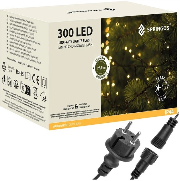Lampki choinkowe Springos Flash 300 LED 24 m (5907719422091) - obraz 2
