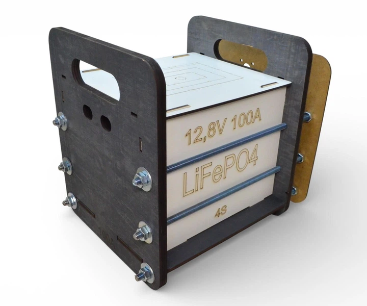 Корпус Економ для LiFePO4 - 100х4s EVE (100Ah 100Ач на 4 комірки) Бокс Акумуляторів (Розбір) Дерев'яний Ящик Коробка для Елементів Батарей - зображення 5