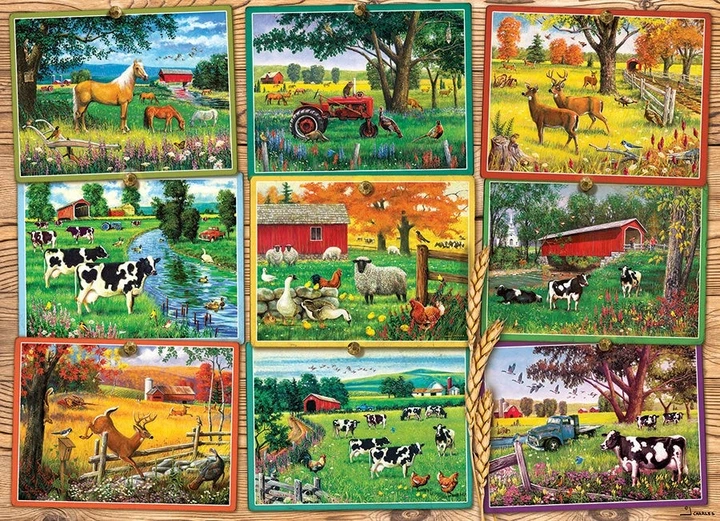 Puzzle Cobble Hill Pocztówki z farmy 1000 elementów 113613 (625012400145) - obraz 2