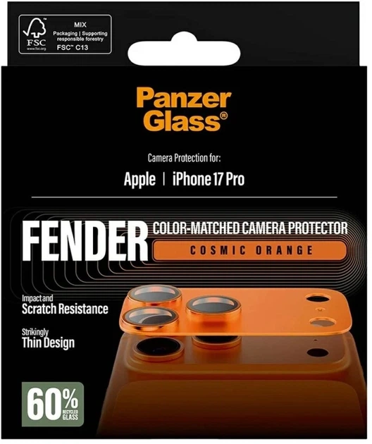 Szkło hartowane Panzer Glass Fender Camera Protector Tempered Glass Lens do Apple iPhone 17 Pro Orange (5715685036729) - obraz 5
