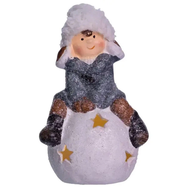 Новогодняя декоративная фигурка с подсветкой 9,5*8*16 см Ребенок на снежном шаре из фарфора CR-5-20 - Фото 1 Новогодняя декоративная фигурка с подсветкой 9,5*8*16 см Ребенок на снежном шаре из фарфора CR-5-20 - изображение 1