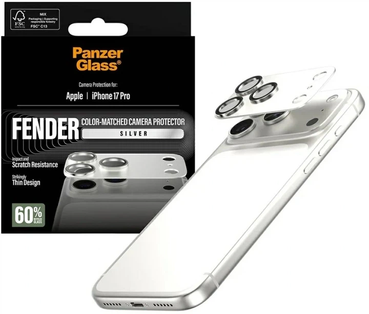 Szkło hartowane Panzer Glass Fender Camera Protector Tempered Glass Lens do Apple iPhone 17 Pro Silver (5715685036743) - obraz 4