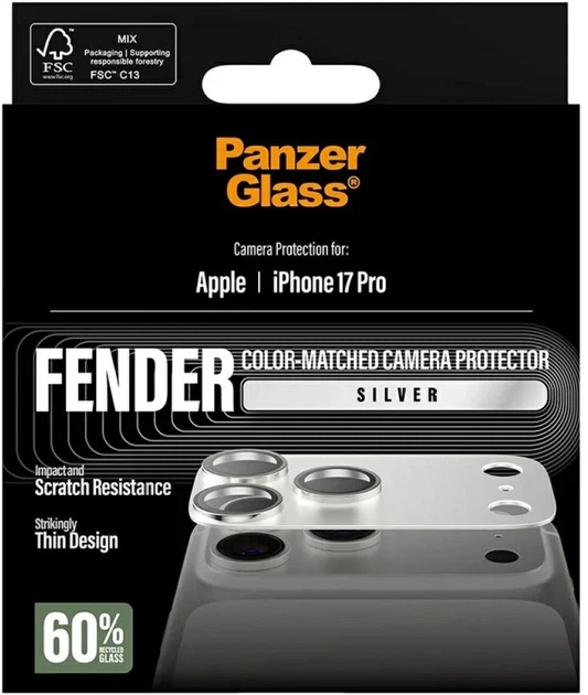 Szkło hartowane Panzer Glass Fender Camera Protector Tempered Glass Lens do Apple iPhone 17 Pro Silver (5715685036743) - obraz 5