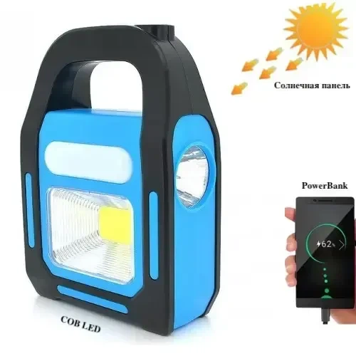 Фонарь переносной Светодиодный HB-9707A-COB+LED power bank USB Li-Ion аккумулятор солнечная батарея для кемпинга - изображение 4