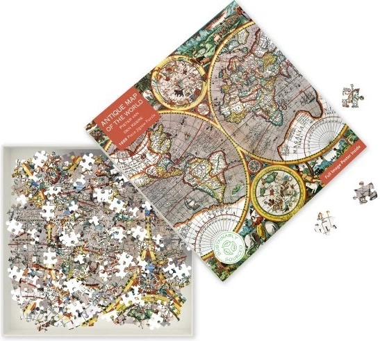 Пазл Flame Tree Старовинна карта світу 1000 елементів FTJP070 (9781839648601) - зображення 3