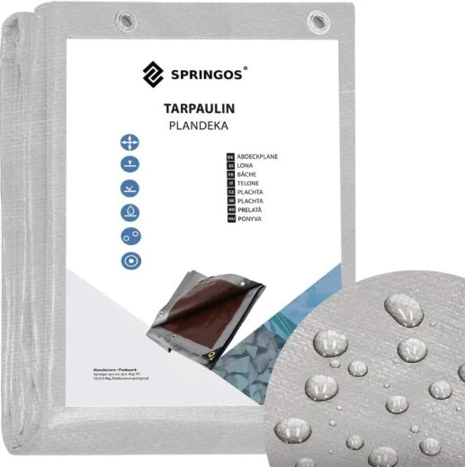 Брезент Springos 6 x 4 м 130 г/м2 Сірий (GA2183) - зображення 7