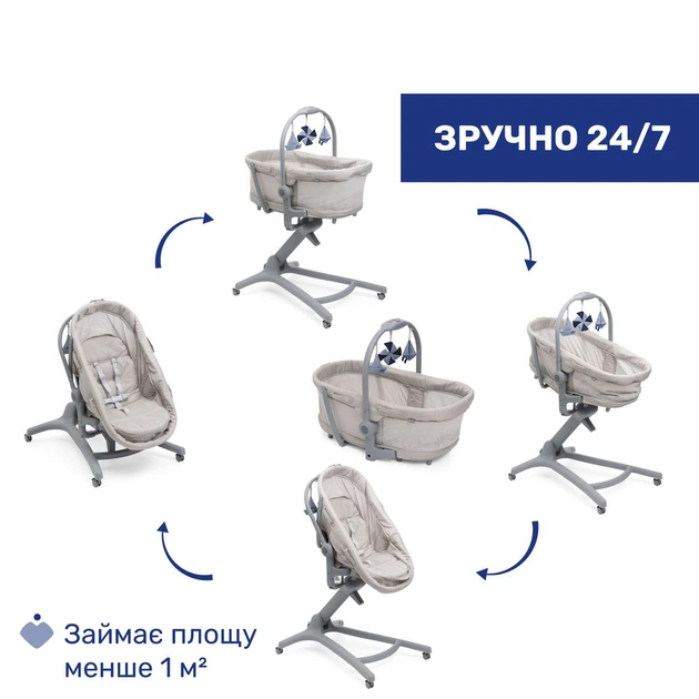 Кроватка-стульчик 5 в 1 Chicco Baby Hug Pro, бежевая - Фото 9 Кроватка-стульчик 5 в 1 Chicco Baby Hug Pro, бежевая - изображение 9