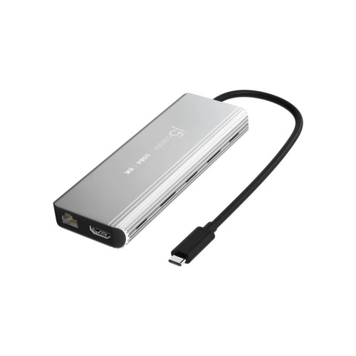 Концентратор J5create USB-С 6-in-1 2xUSB 3.2 + USB-C PD 100W + USB-C + HDMI 8K + RJ45 2.5Gbps aluminum (JCD403-N) J5create JCD403-N 908708 - зображення 2