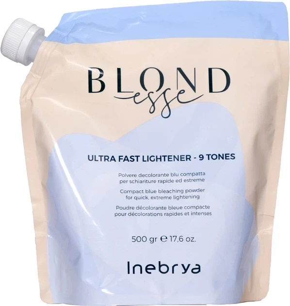 Освітлювальна пудра Inebrya Blondesse Ultra Fast Lightener 9 Tones синя 500 г - Фото 1 Освітлювальна пудра Inebrya Blondesse Ultra Fast Lightener 9 Tones синя 500 г - зображення 1