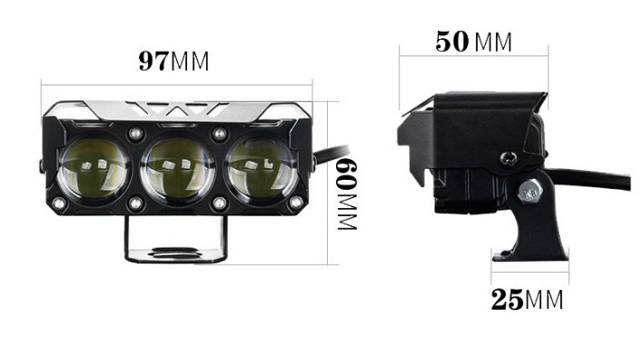 Дополнительная LED фара для мотоцикла и авто — Трехлинзовый LED Spotlight (35W, 3200LM), (1 фонарь) - изображение 6