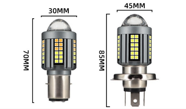 Двухцветная LED лампа для скутера BA20D (P15D) - Белый + Желтый туманный режим - изображение 8