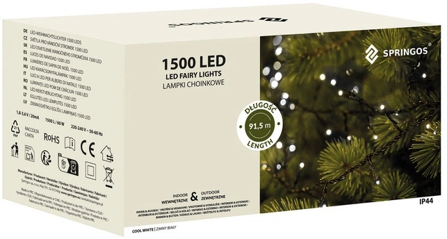 Гирлянда новогодняя Springos 1500 LED 120 м (5907719422084) - Фото 1 Гирлянда новогодняя Springos 1500 LED 120 м (5907719422084) - изображение 1