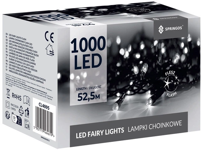 Гирлянда новогодняя Springos Flash 1000 LED 50 м (5907719464619) - Фото 1 Гирлянда новогодняя Springos Flash 1000 LED 50 м (5907719464619) - изображение 1