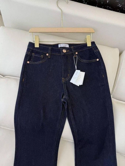 Женские джинсы Brunello Cucinelli Брунело темно-синие bootcut с высокой талией S - изображение 7