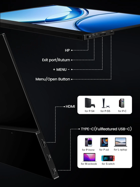 Портативный монитор UPERFECT UColor O Lite 13.3'' 4K OLED BE133BU USB-C - изображение 14