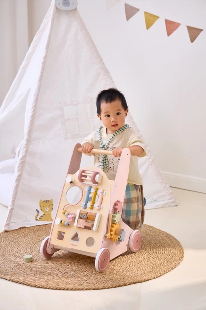 Дерев'яні розвиваючі ходунки-каталка Viga Polar B Рожеві (6971608442599) (955555915752156) - Уцінка - зображення 3