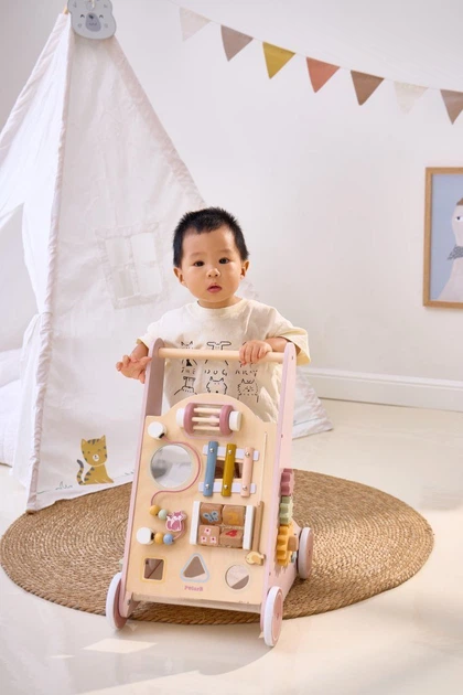 Дерев'яні розвиваючі ходунки-каталка Viga Polar B Рожеві (6971608442599) (955555915752156) - Уцінка - зображення 4