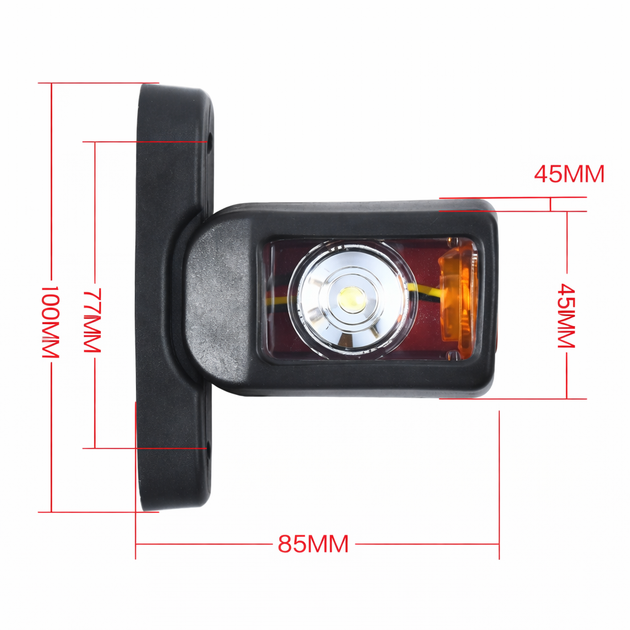 Світлодіодні габаритні LED ріжки 8,5см 12–24 V (червоний + білий + жовтий) комплект 2 шт - зображення 3