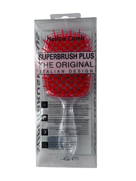 Профессиональная продувочная щетка Superbrush Plus красная. Массажная расческа Hollow Comb для мокрых и сухих волос. - Фото 2 Профессиональная продувочная щетка Superbrush Plus красная. Массажная расческа Hollow Comb для мокрых и сухих волос. - изображение 2