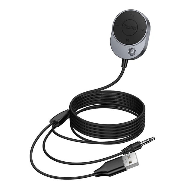 Bluetooth-ресивер HOCO E150 Path car AUX BT receiver with cable Metal Gray (6942007664196) - зображення 6