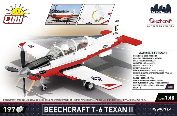 Klocki konstrukcyjne Cobi Beechcraft T-6 Texan II 197 szt (COBI-26625) (5902251266257) - obraz 3