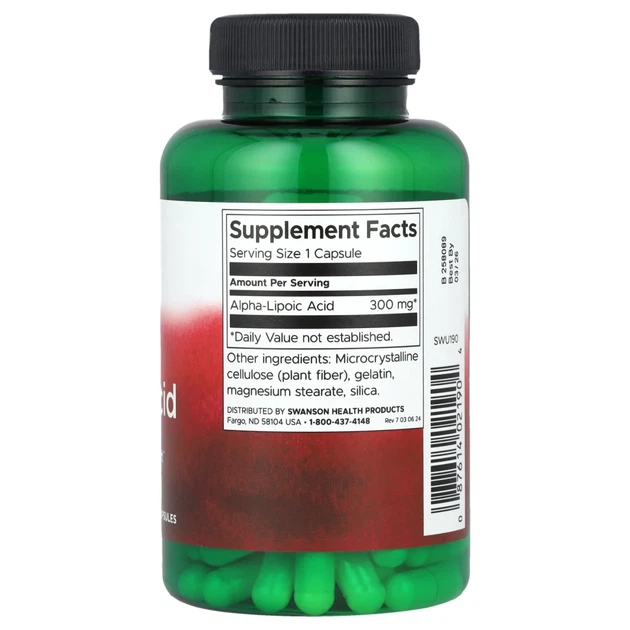 Альфа-ліпоєва кислота Swanson (Alpha Lipoic Acid) 300 мг 120 капсул (SWV-02190) - зображення 2