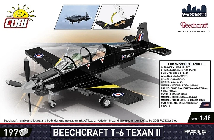 Klocki konstrukcyjne Cobi Samoloty cywilne Beechcraft T-6 Texan II 197 szt (COBI-26626) (5902251266264) - obraz 3