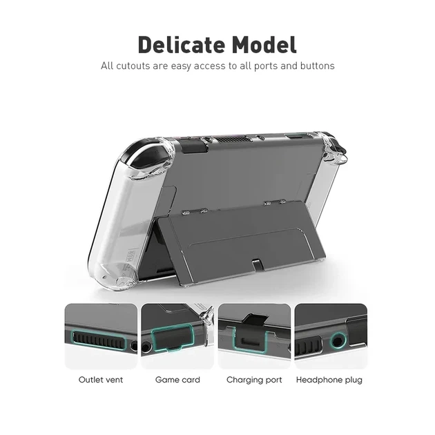 Защитный кейс-чехол для Nintendo Switch Oled защитные стекла накладки на стики пластиковая накладки на корпус и джой-коны желтая застежка - изображение 4