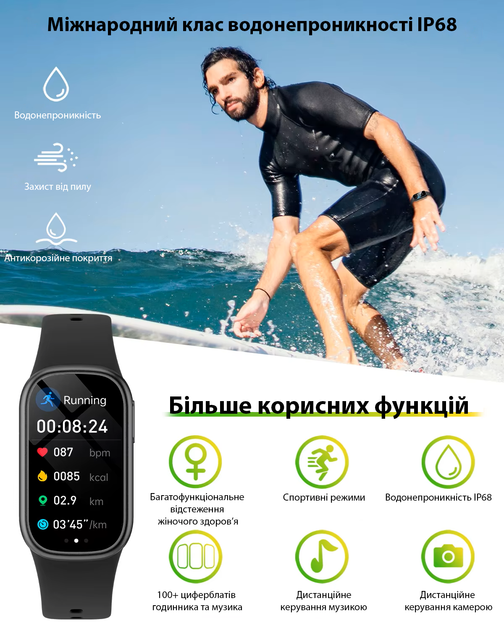 Умный браслет здоровья Lemfo B7 Black с измерением давления - изображение 14