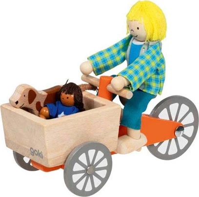 Rower dla lalek Goki drewniany towarowy z dzieckiem i psem 5220557 (4013594514620) - obraz 3