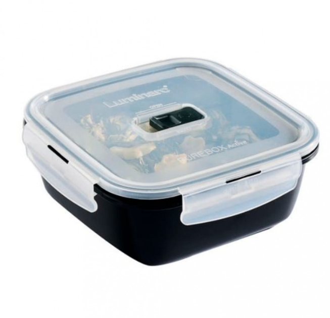Контейнер LUMINARC Pure Box Active Black квадратний 760 мл (V1474) - Фото 2 Контейнер LUMINARC Pure Box Active Black квадратний 760 мл (V1474) - зображення 2