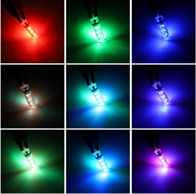 Комплект RGB LED ламп T10 (W5W) с пультом ДУ - Тюнинг подсветки авто (16 цветов) - изображение 3