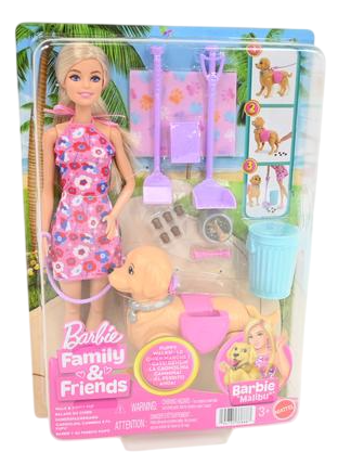 Лялька Mattel Barbie Malibu прогулянка з чистюнею собакою JJB46 (194735338887) - зображення 7