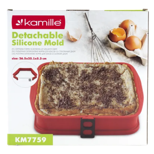 Форма для випікання 26,5*25,1*5,3см квадратна силікон/скляне дно 7759 KAMILLE - Фото 4 Форма для випікання 26,5*25,1*5,3см квадратна силікон/скляне дно 7759 KAMILLE - зображення 4