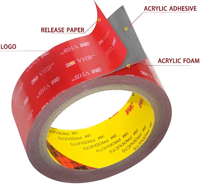 Клейка двостороння стрічка 3M 5608 VHB Tape ширина 20 мм довжина 3 метри - зображення 2