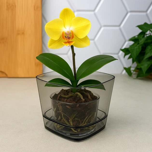 Горшок для орхидей пластиковый 2.3л коричневый-прозрачный ORCHID PERA KRS-252-70 Т - Фото 6 Горшок для орхидей пластиковый 2.3л коричневый-прозрачный ORCHID PERA KRS-252-70 Т - изображение 6
