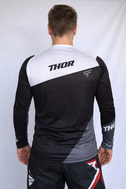 Мужской рашгард THOR Downhill ♦ MTB ♦ Велоспорт ♦ Летний дышащий рашгард с длинным рукавом ♦ Быстросохнущий ♦ черно-серый S - изображение 2
