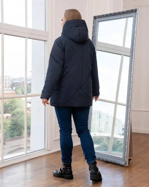 Демисезонная куртка женская большого размера UF-fashion МТ-00157 56 синий - Фото 7 Демисезонная куртка женская большого размера UF-fashion МТ-00157 56 синий - изображение 7