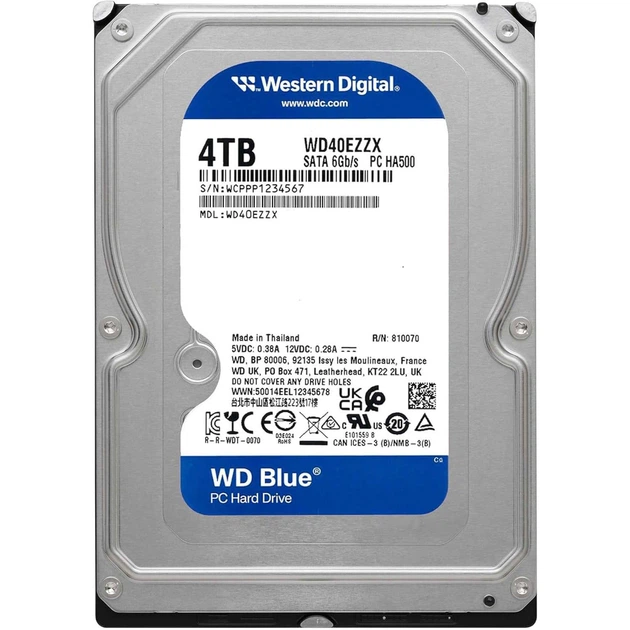 【新品未使用】WESTERN DIGITAL 4TB HDD 3.5インチ Жесткий диск Western Digital HDD 3.5 4TB Blue 5400 RPM (WD40EZZX