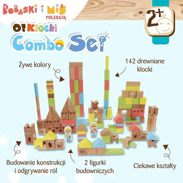 Klocki drewniane Trefl O!Klocki Combo set 142 elementy (61516) (5900511615166) - obraz 3
